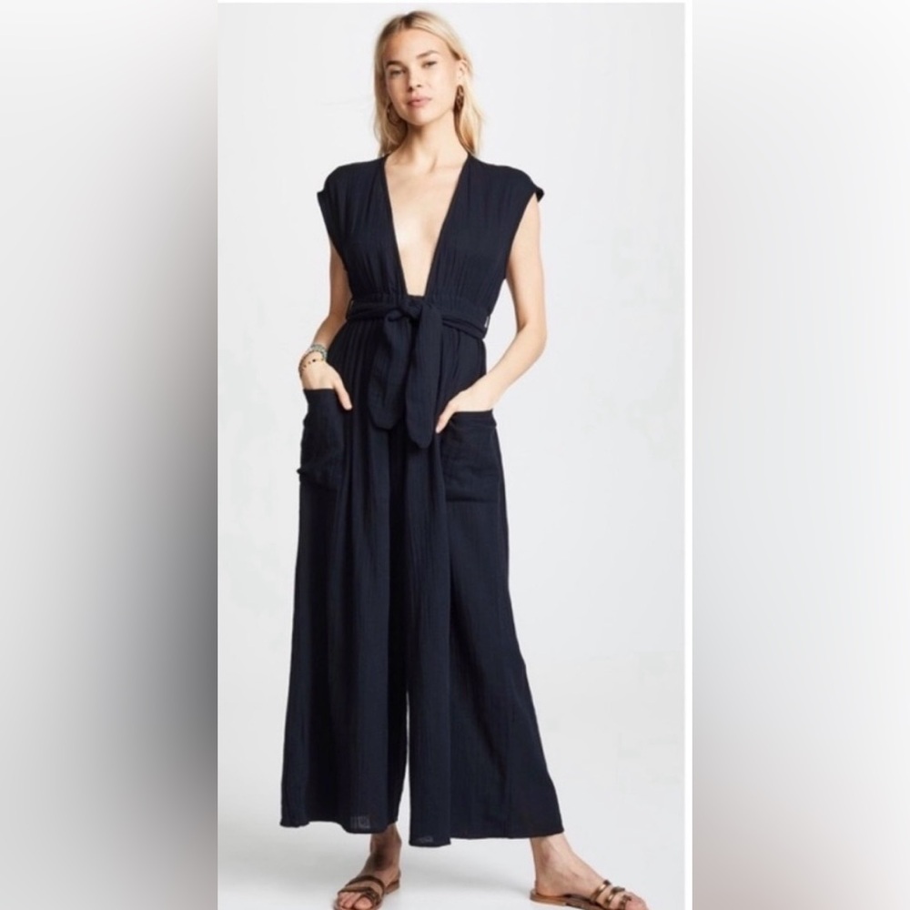 Mara Hoffman Swim Whitney Black Gauze Romper Sz Med